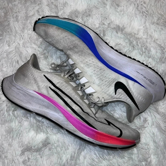 Nike Mens size 13 Zoom Pegasus Running Shoe White with Colorful Detailing - Picture 1 of 6